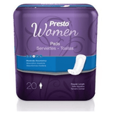 Presto® Incontinence Pads with Moderate Absorbency, 10" Long, Discreet and Secure Protection